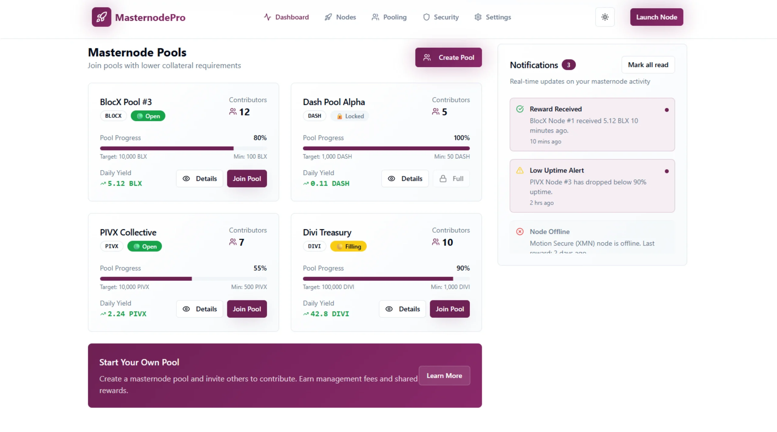 Masternode Hosting Platform