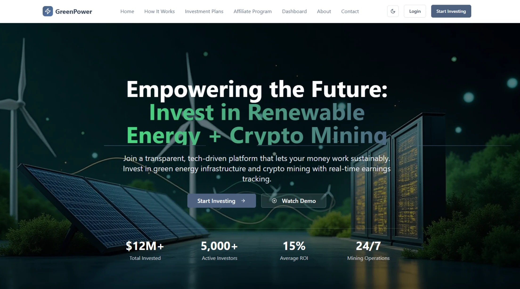 Renewable Energy + Crypto Mining Platform
