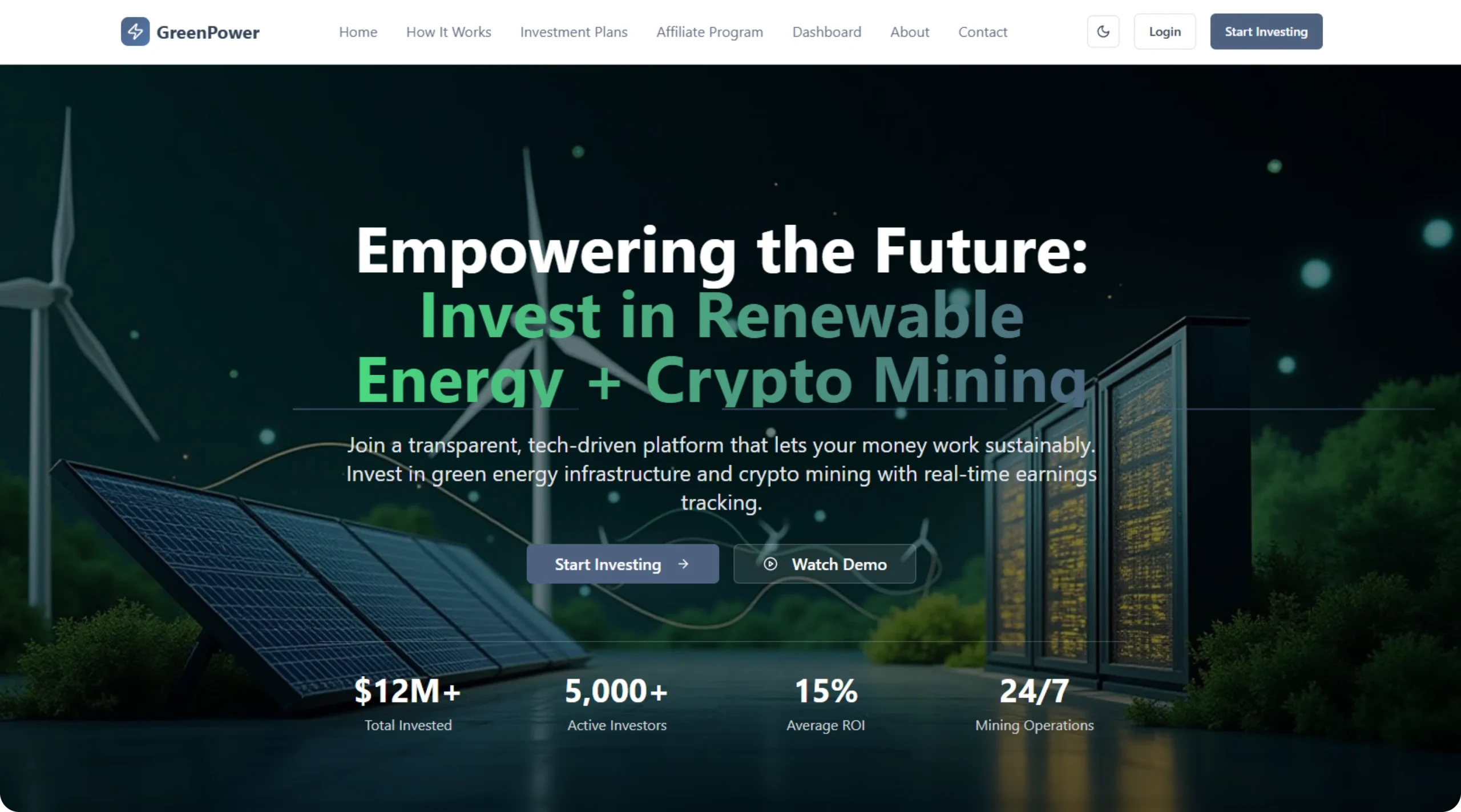 Renewable Energy + Crypto Mining Platform