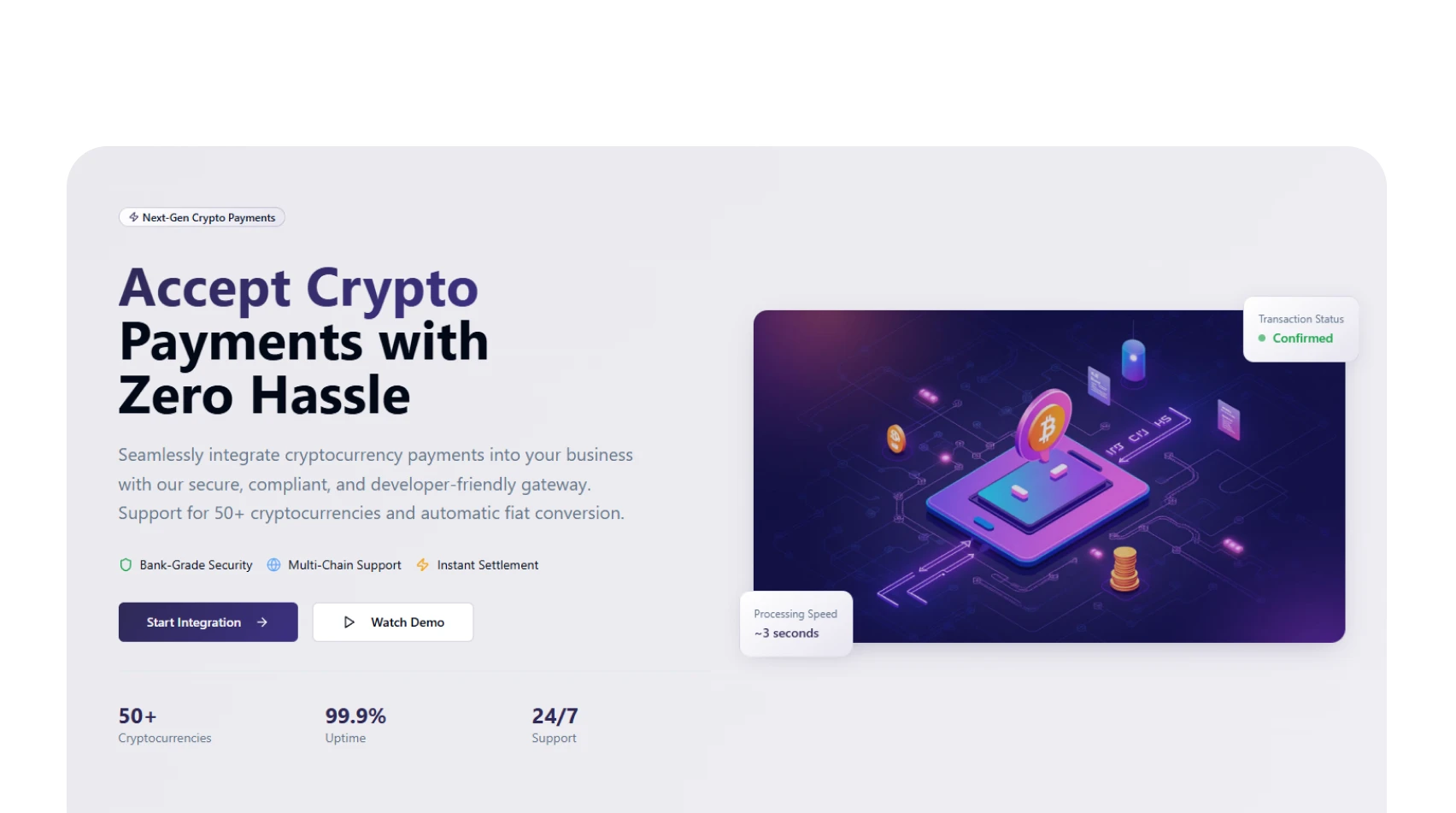 Secure crypto-fiat payment gateway for global merchants.