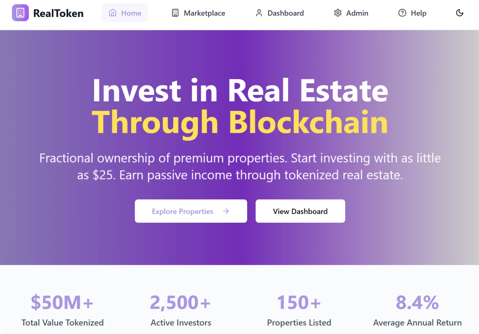 White Label Real Estate Tokenization Portal